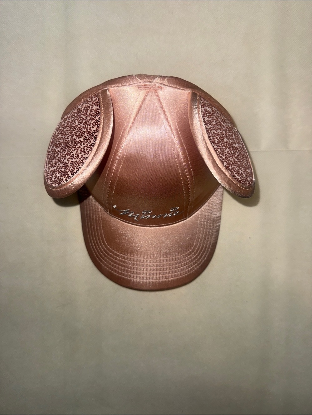 Disney Satin Rose Gold Minnie Ear Baseball Cap - Picture 3 of 7